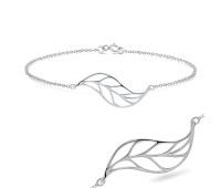 Huge Leaf Silver Bracelet BRS-214